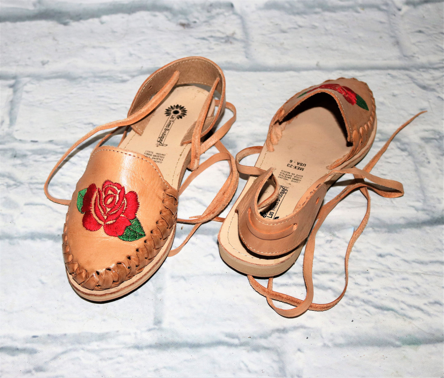 Rose Lace Up Sandals