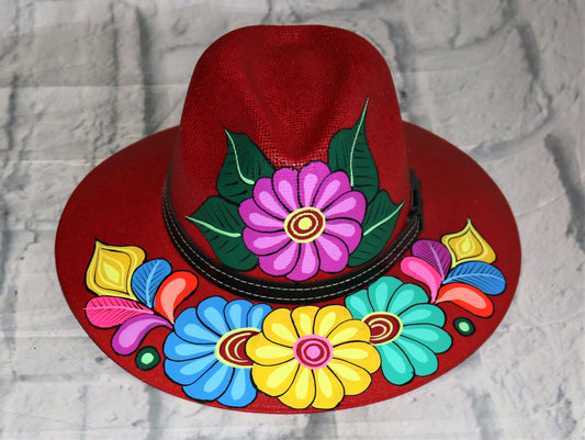Red Hand Painted Hat